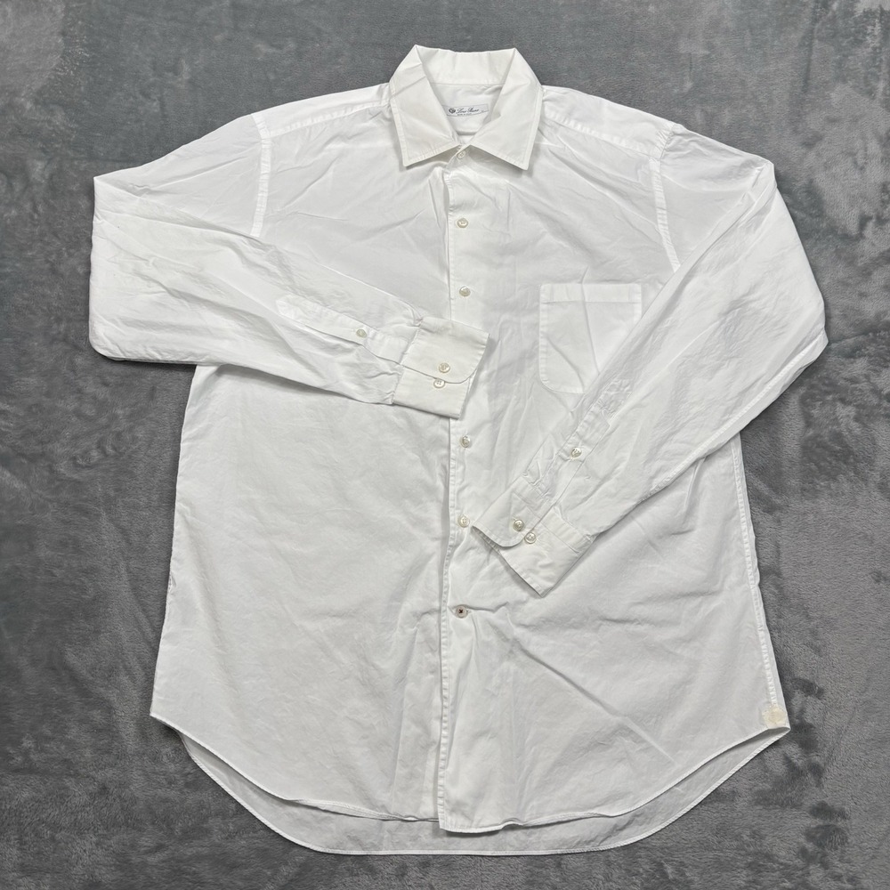 Loro Piana Dress Shirt Mens XL White Long Sleeve Button Up Made in Italy*